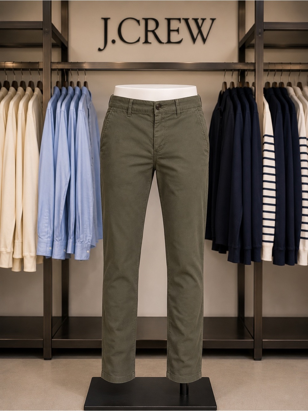 J. Crew Men's Olive Straight Chino Pants